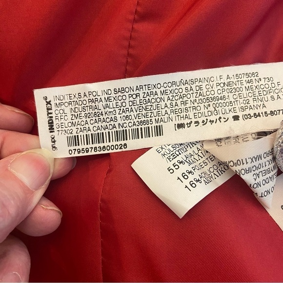 Women's  Zara Pink Double-Breasted Pea Coat Houndstooth Pattern Size Small - Picture 7 of 16